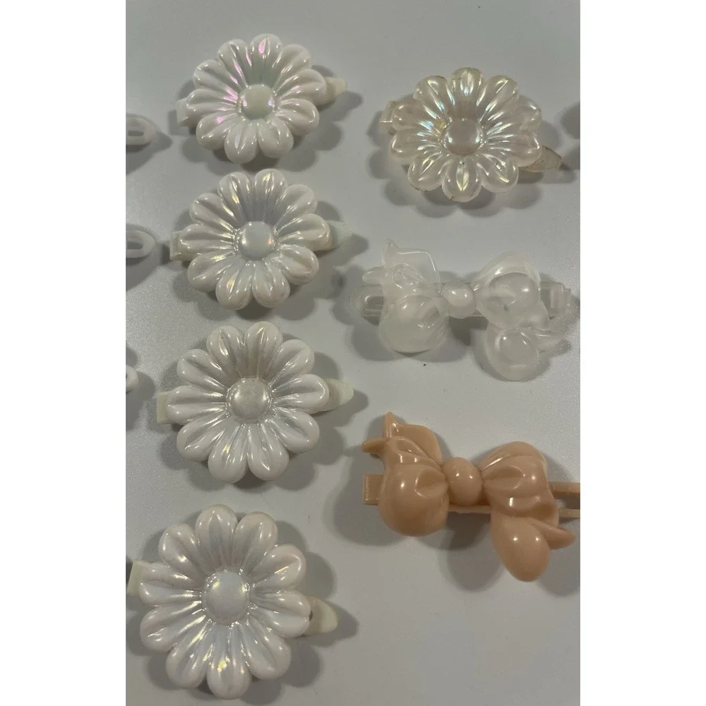 Vintage Lot Hair Clip Butterfly Flower Bows White Iridescent Holo‎ 80s 90s Y2K